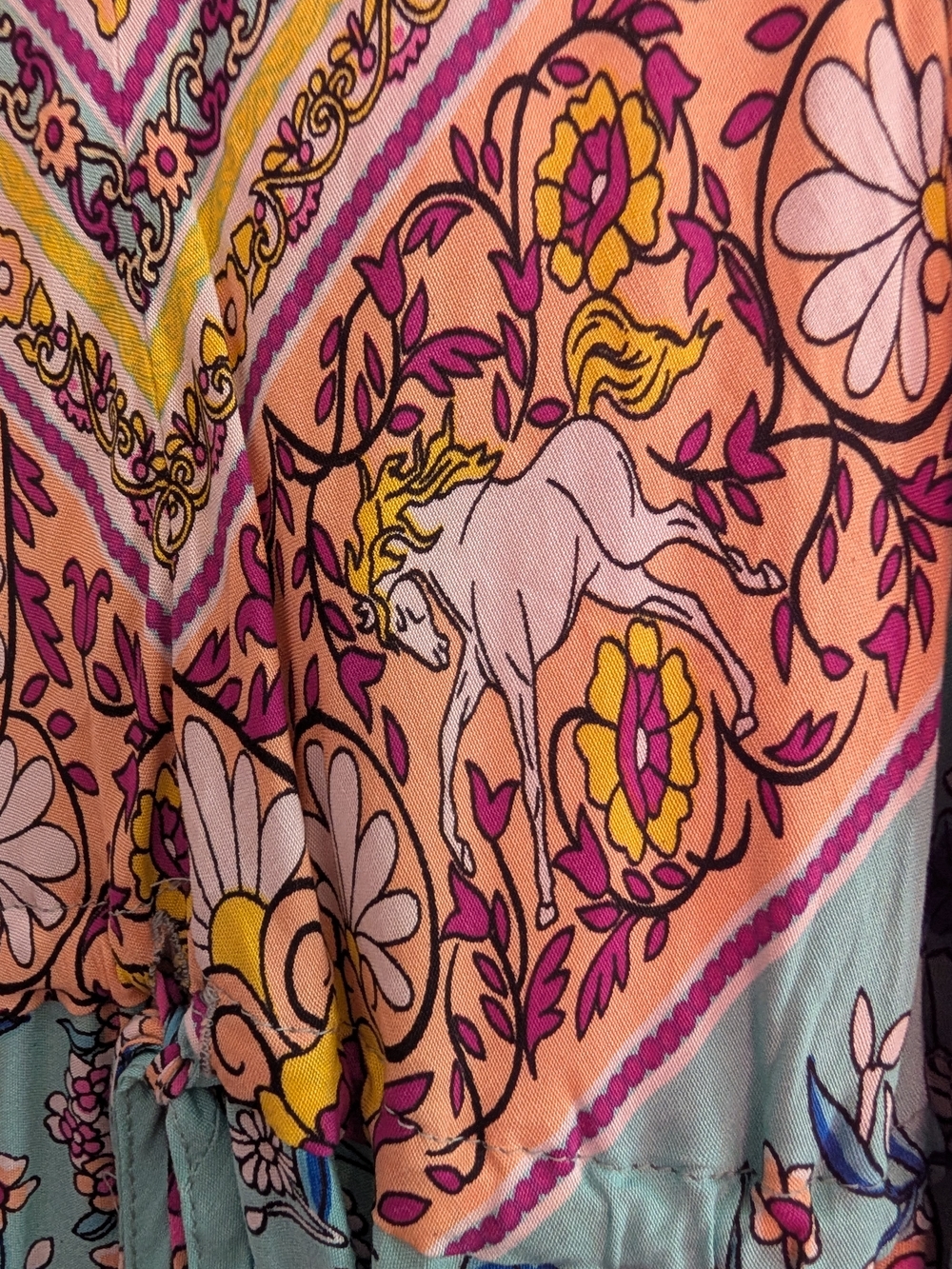 Bohemian Floral V-Neck Maxi Dress in Aqua - Picture 6 of 7